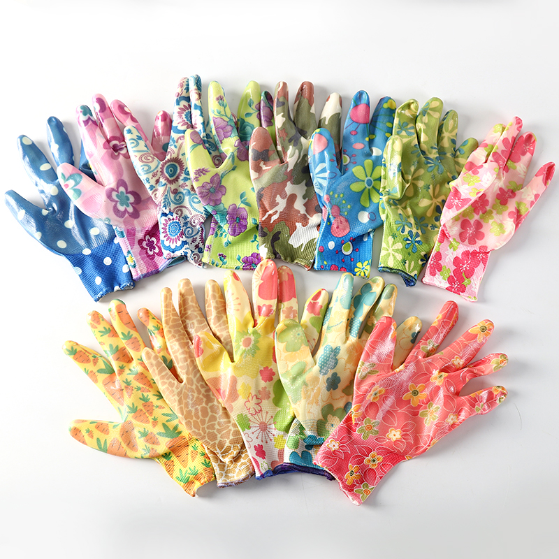 OEM 13G Acid And Alkali Resistant Nitrile Coated Garden Work Gloves For Construction