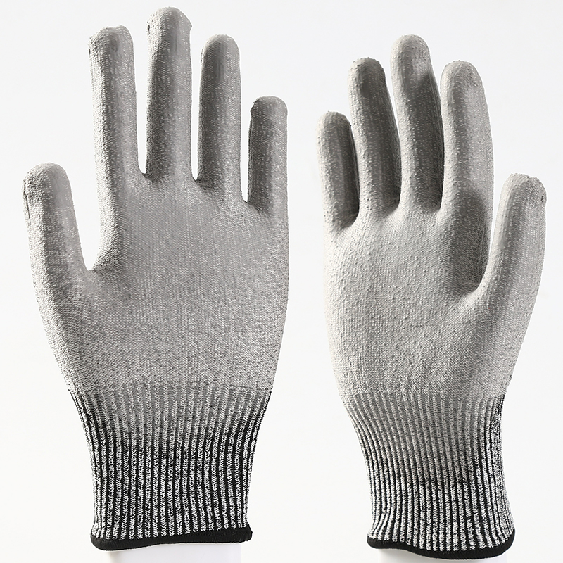 Auti cut gloves with grey pu coated