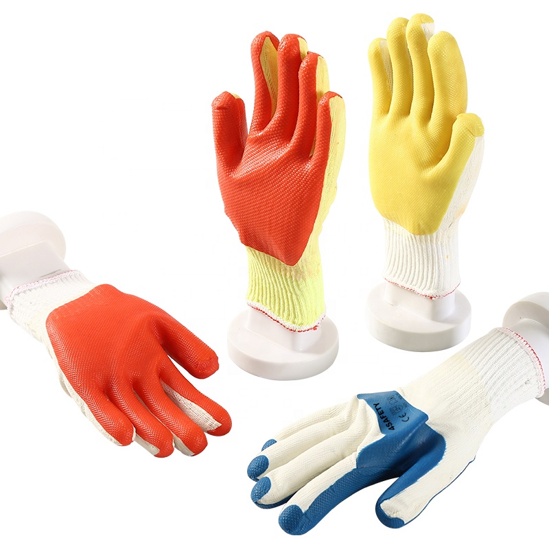 Double Color Mixed Laminated Rubber Coated Safety Gloves Working For Industrial