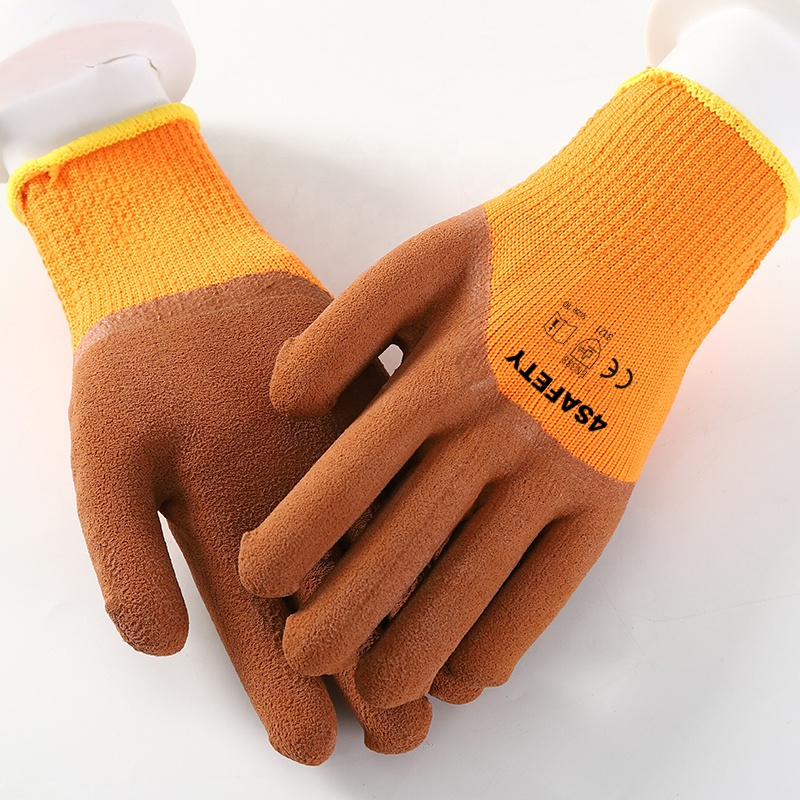 Best Selling Winter Thermal Latex Coated Safety Work Gloves In Stock