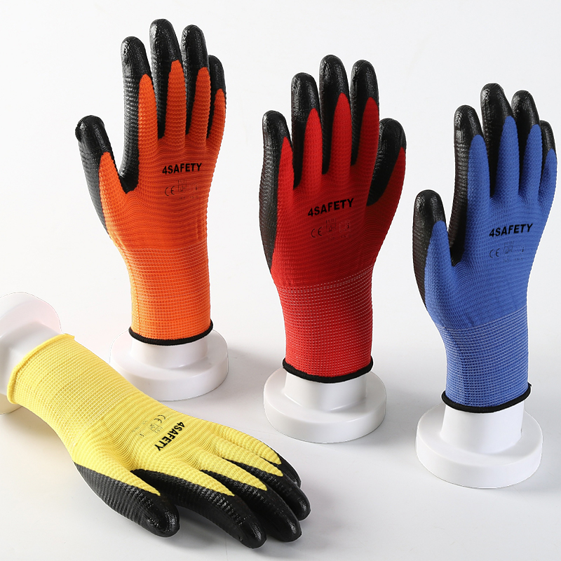 13G Labor Chemical Protection Acid And Alkali Resistant Hand Work Industrial Safety Nitrile Coated Work Gloves