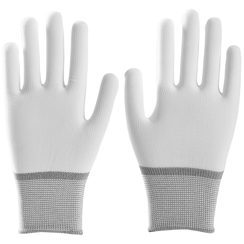 White Polyester 13 Gauge Palm Work Gloves For Construction