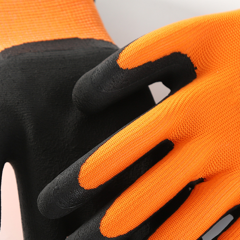 Cheap Price Orange Black Latex Foam Non-Slip Wear Resistant Protective Gloves