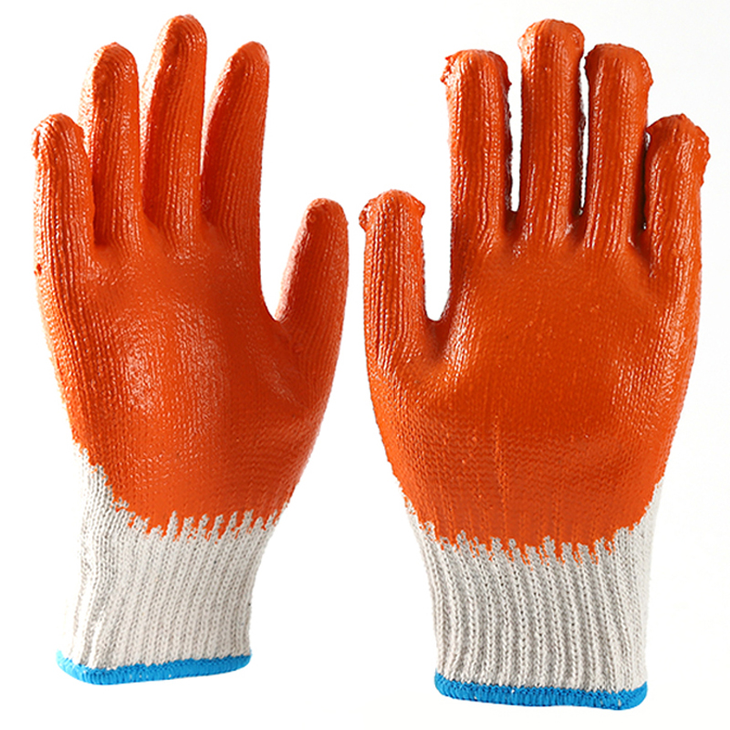 7 10 Gauge Garden White Cotton Knitted Orange Latex Coated Safety Work Gloves China Manufacturer
