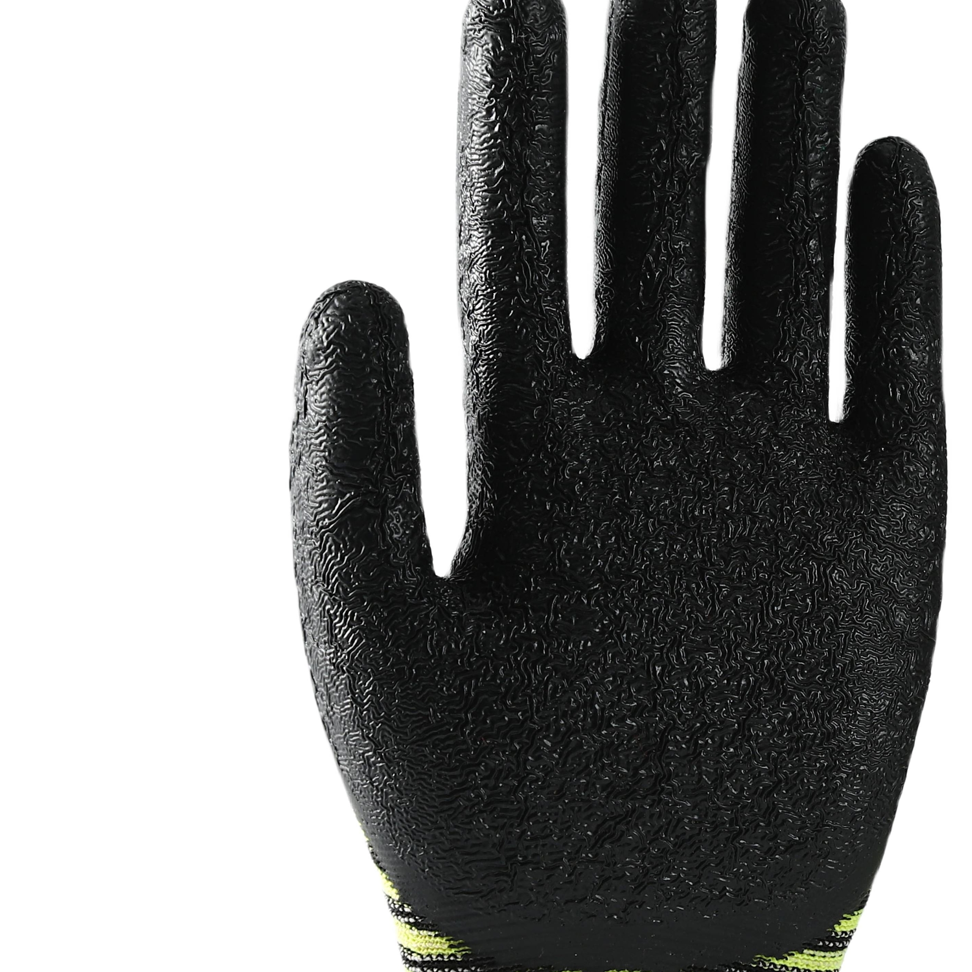 Pattern polyester with gray crinkle latex coated gloves