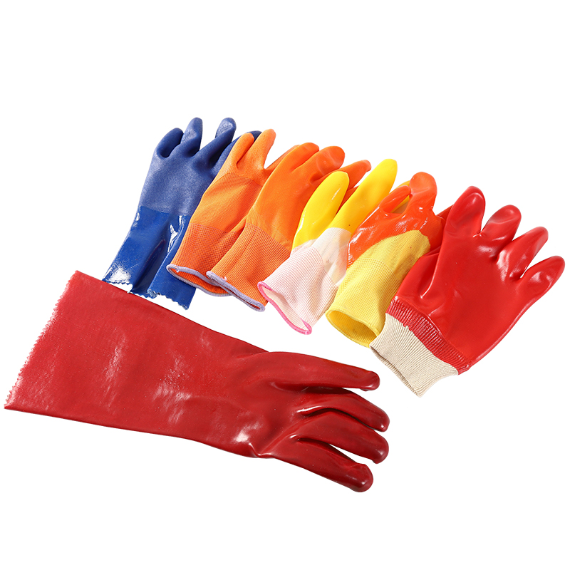 OEM 4Safety Cotton Knit Wrist Interlock Red PVC Coated Smooth Finish Gloves/Working Gloves