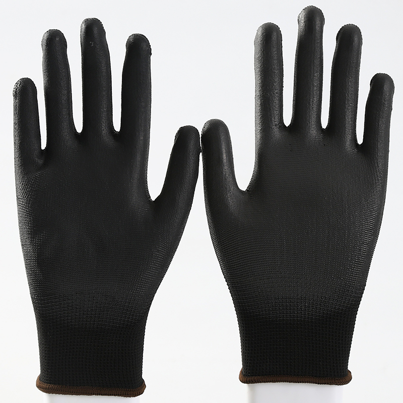 Latex Work Gloves Gray Polyester Dipped Black Latex Coated Construction Safety Work Garden Gloves