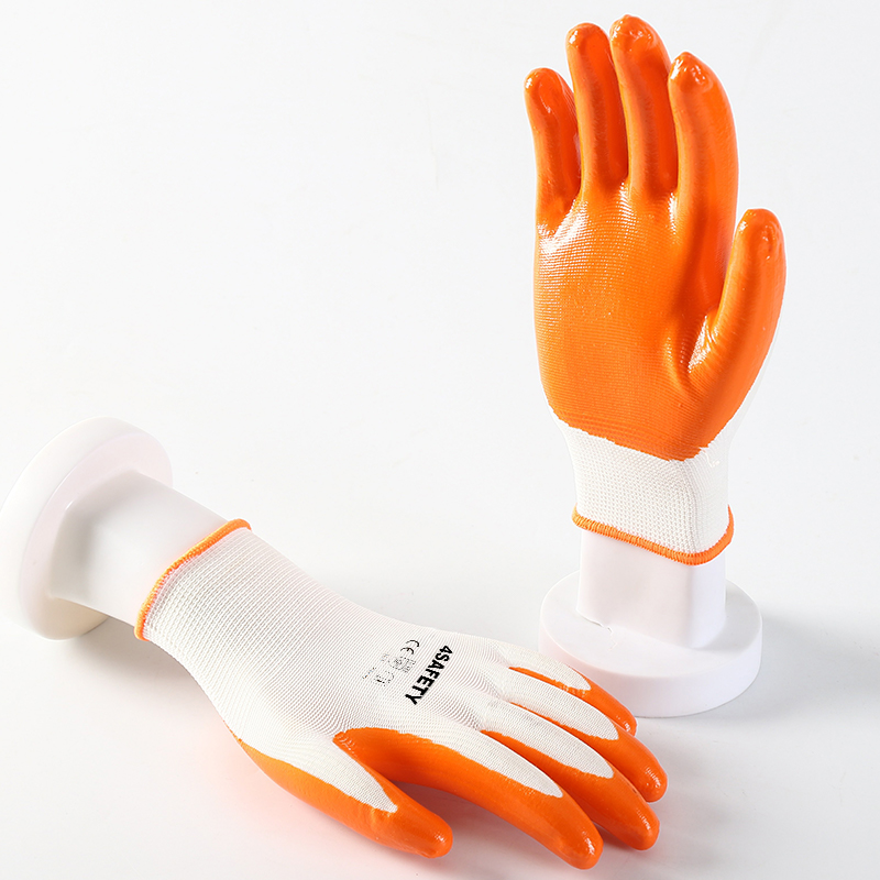 OEM Oil-Proof Industrial Work Glove Nitrile Coated Smooth Finished Glove Breathable And Comfortable Working Gloves