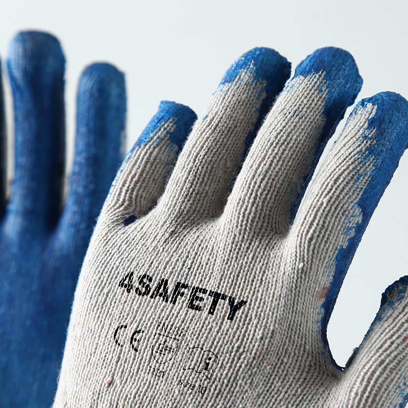 High Quality Latex Coated Strong-Grip Non-Slip Abrasion Resistant Cotton Liner Assembly Gloves