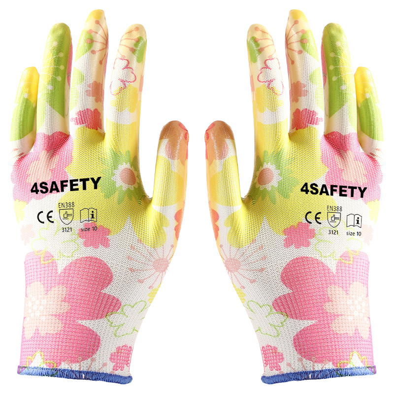 Printing polyester with nitrile coating gloves