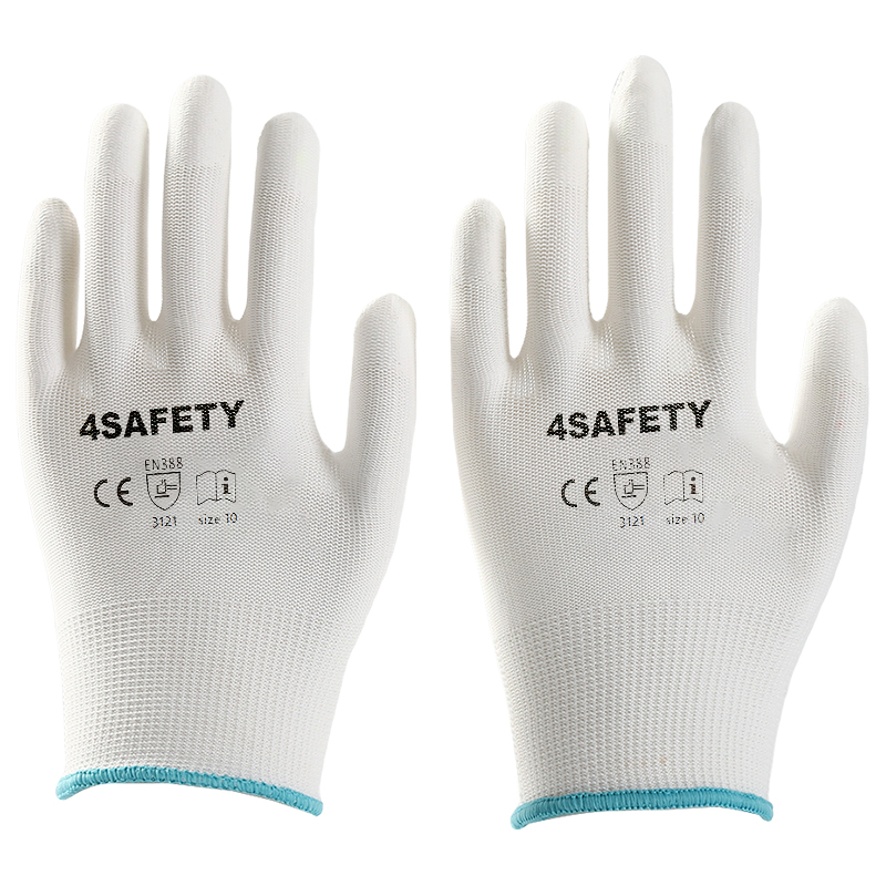 PU coated finger dipping polyester gloves