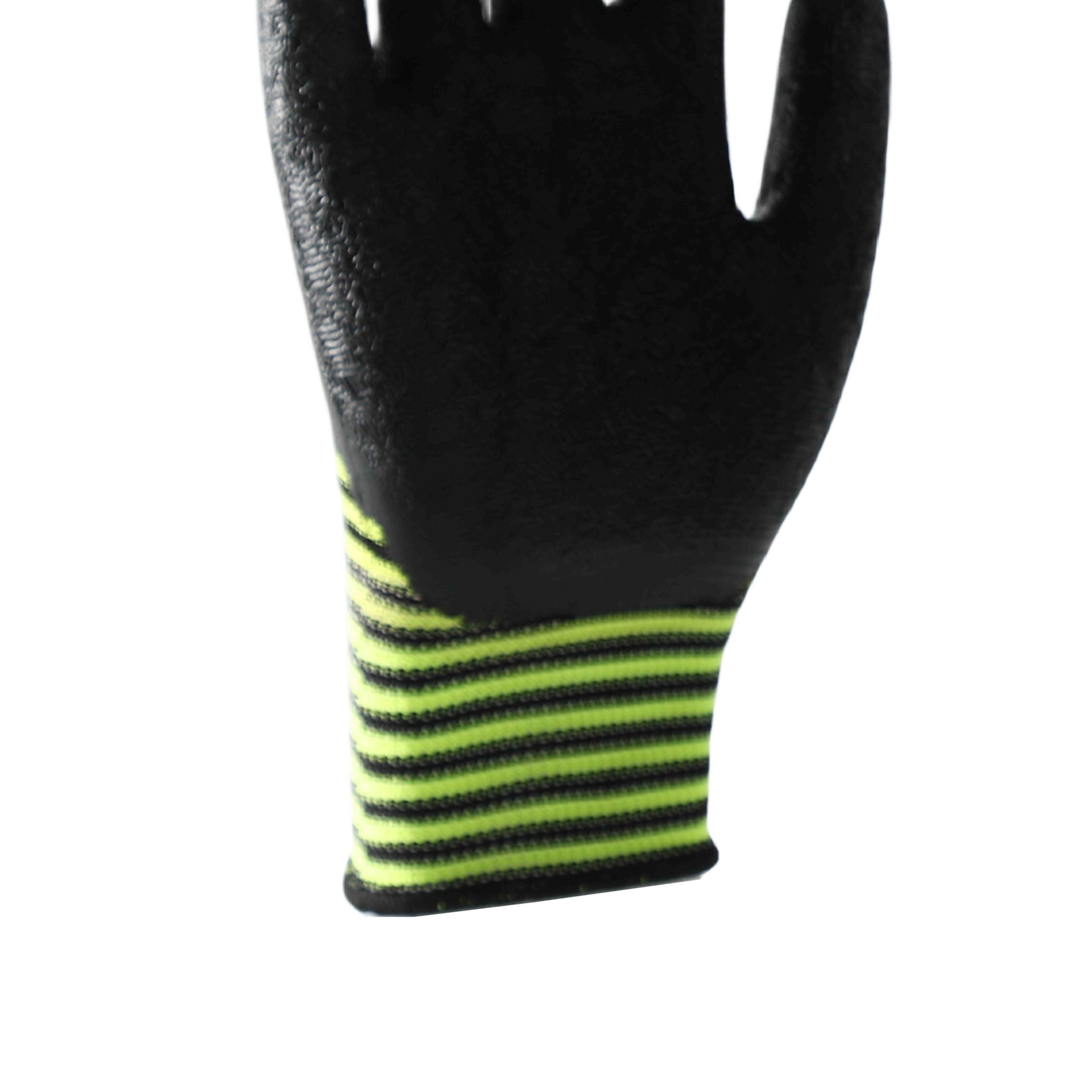 Pattern polyester with gray crinkle latex coated gloves