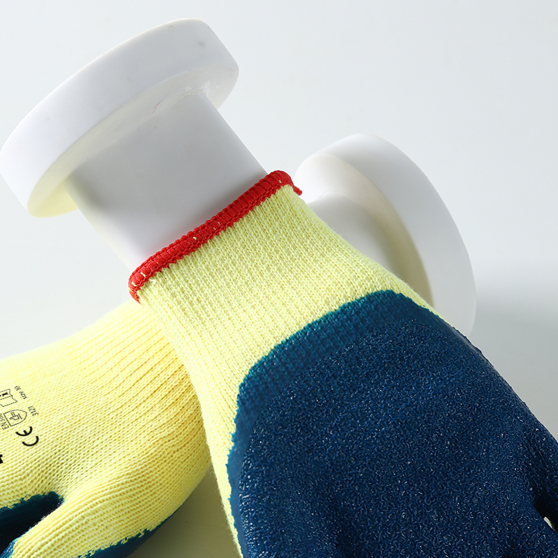 OEM 10 Gauge Cotton Liner Dipped Latex Coated Crinkle Work Safety Gloves For Construction