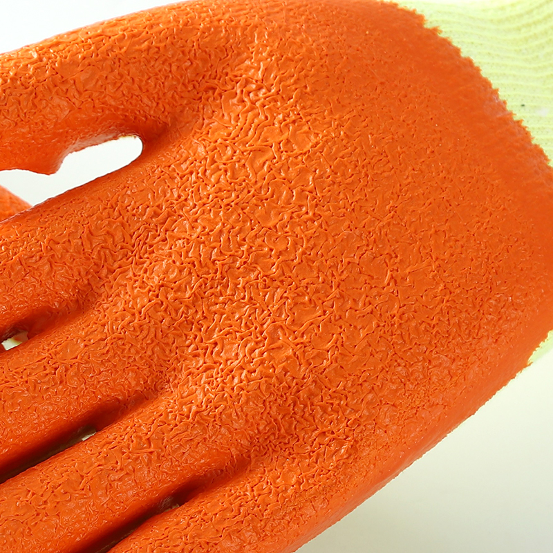 Promotional Great Grip Anti Slip Comfortable Cotton Liner Crinkle Latex Coated Gloves For Construction