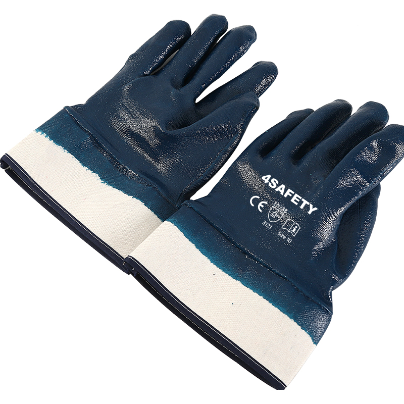Competitive Price Safe Cuff Working Polyester Lining Nitrile Coated Work Gloves For Hand Protective