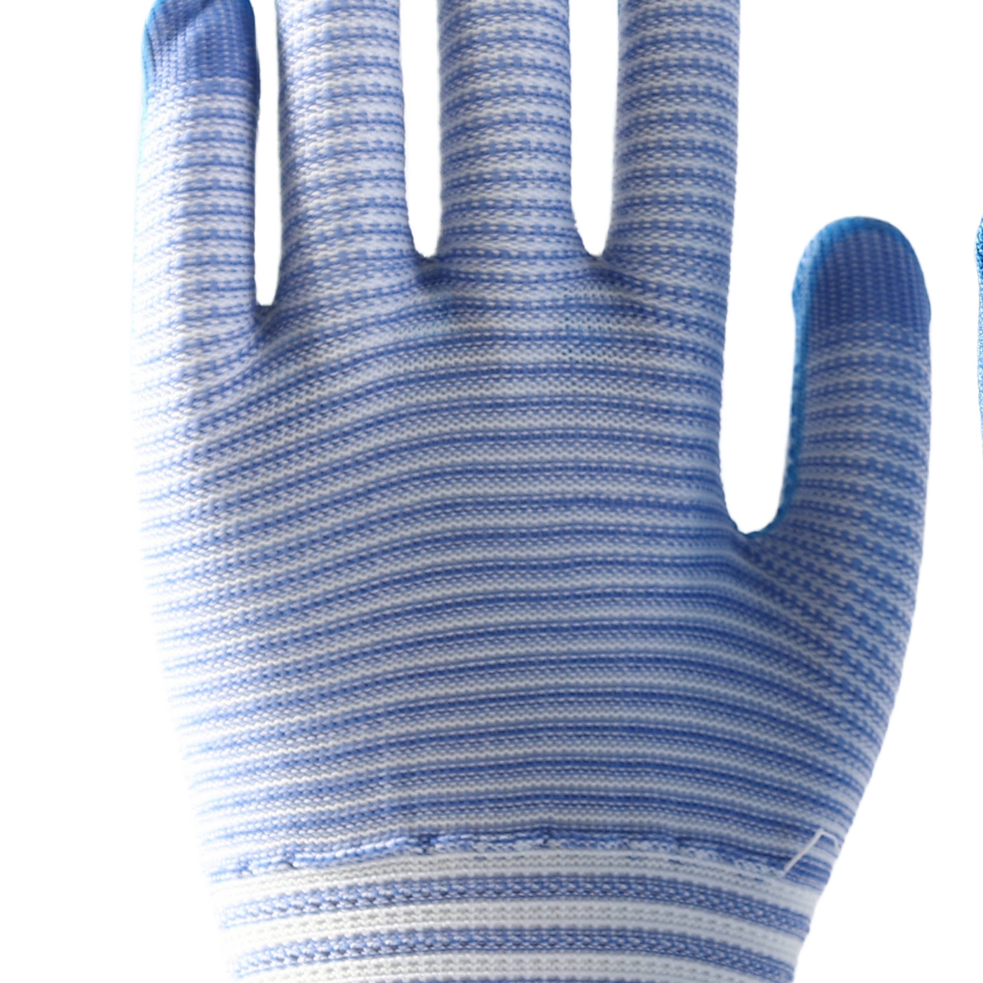 Pattern polyester with blue nitrile coating gloves