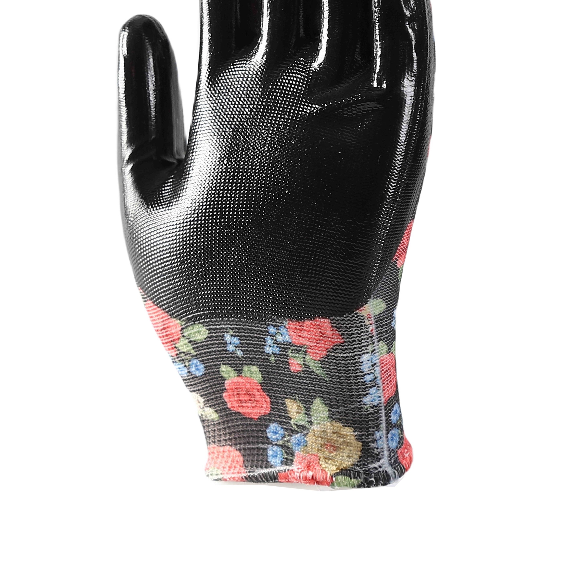 Printing polyester with black nitrile coating gloves