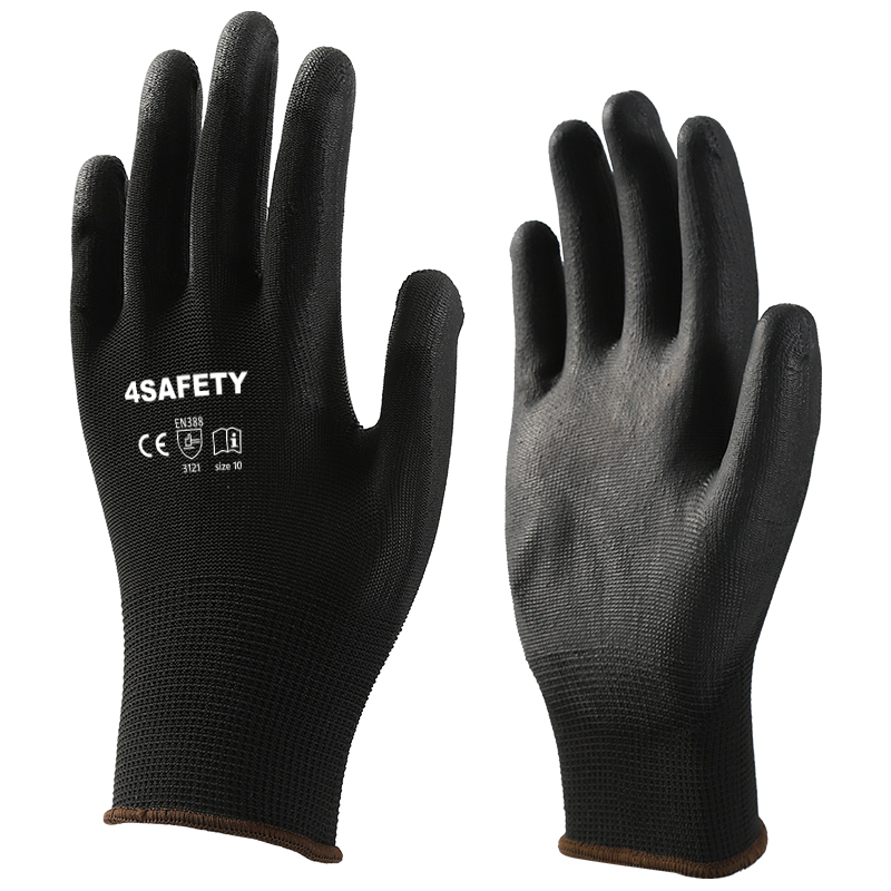 Latex Work Gloves Gray Polyester Dipped Black Latex Coated Construction Safety Work Garden Gloves