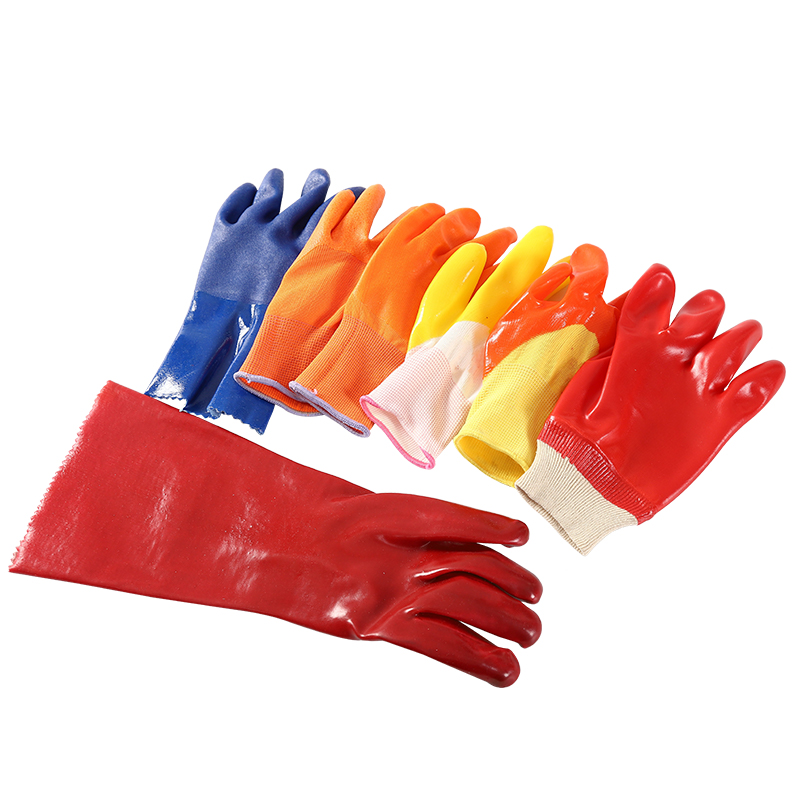 OEM Long Sleeve Pvc Coated Working Gloves For Construction Workers Use