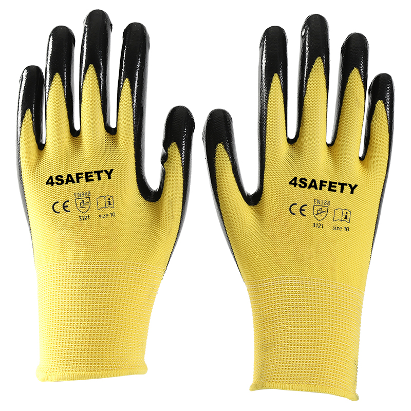 Nitrile Coated Polyester Safety Gloves Standard Safety Hand Work Gloves