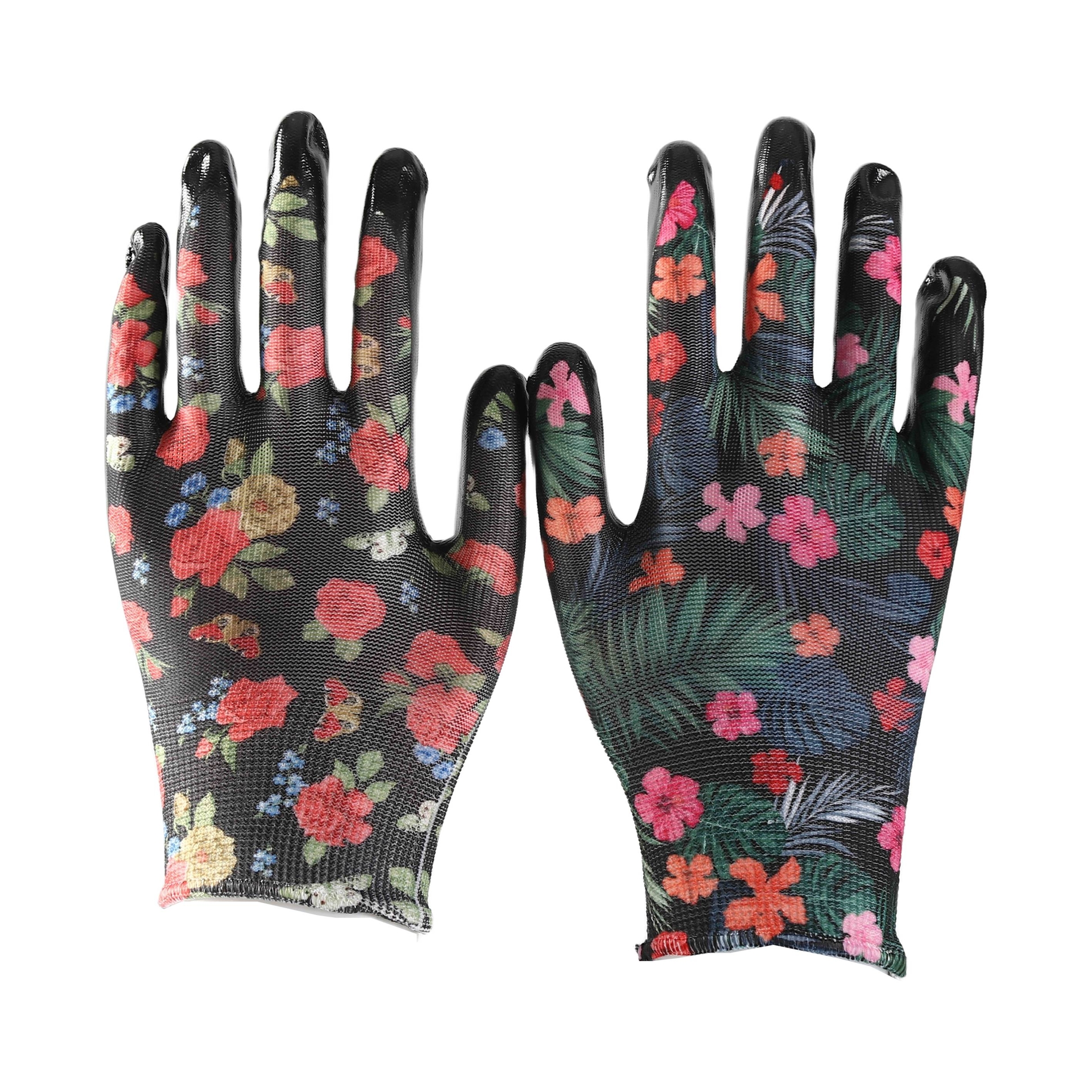 Printing polyester with black nitrile coating gloves