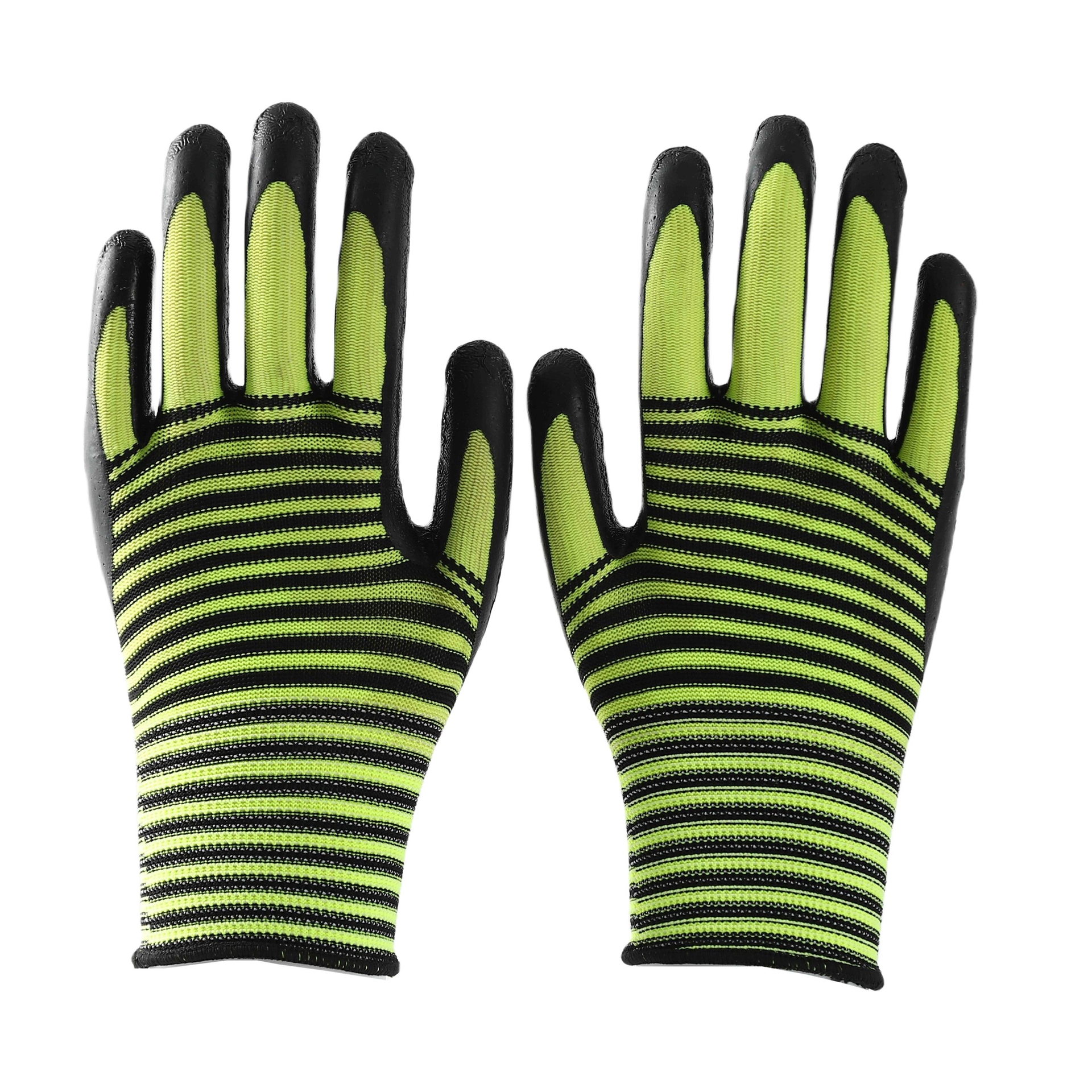 Pattern polyester with gray crinkle latex coated gloves