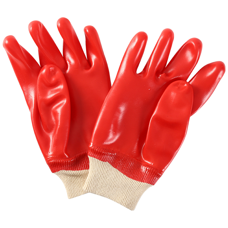 Red PVC fully coated gloves