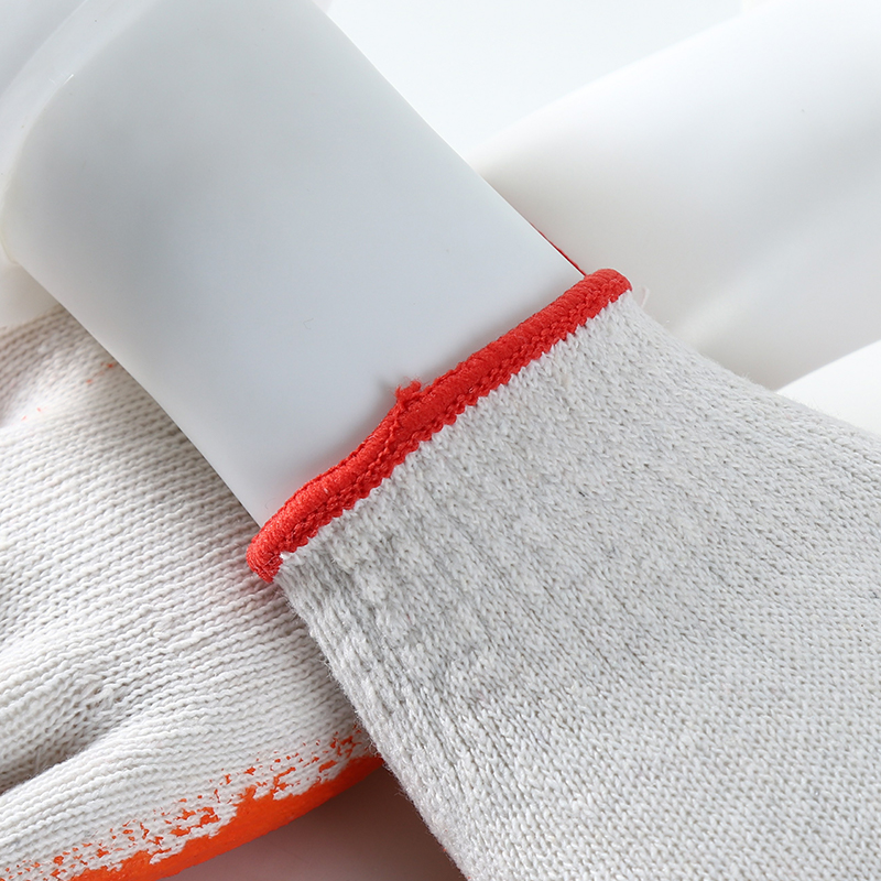 Top Sale Orange Latex Smooth Coated Cotton Gloves