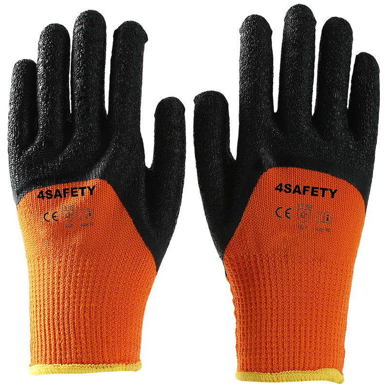 Custom Thermal Warm Half Crinkle Latex Coated Work Gloves For Sale