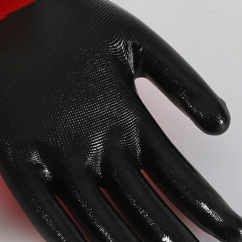 OEM China Manufacturer 13Guage Polyester Nitrile Coated On Palm Protective Work Hand Gloves