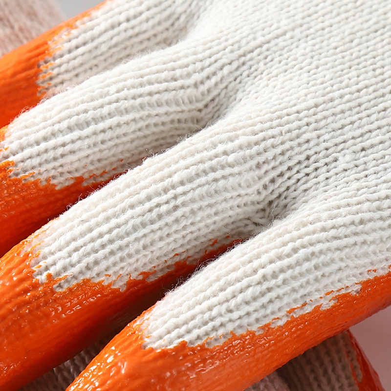 7 10 Gauge Garden White Cotton Knitted Orange Latex Coated Safety Work Gloves China Manufacturer
