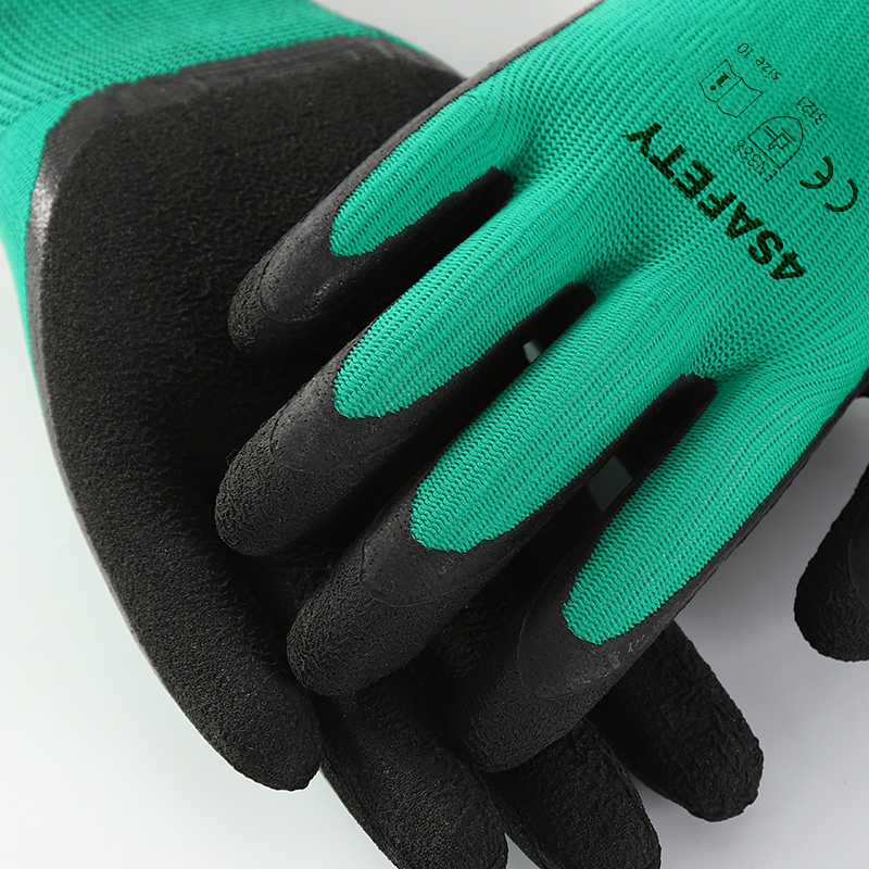 Industrial Hand Gloves Black Custom Latex Coated Gloves
