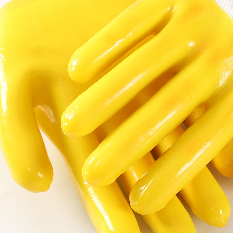 Yellow Waterproof PVC General Purpose Working Gloves