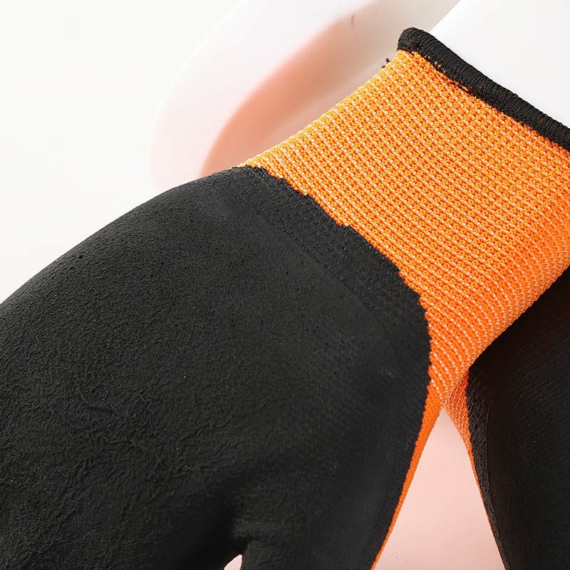 Cheap Price Orange Black Latex Foam Non-Slip Wear Resistant Protective Gloves
