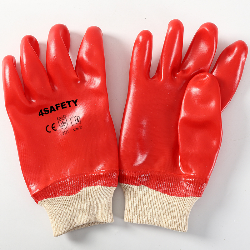 Red PVC fully coated gloves