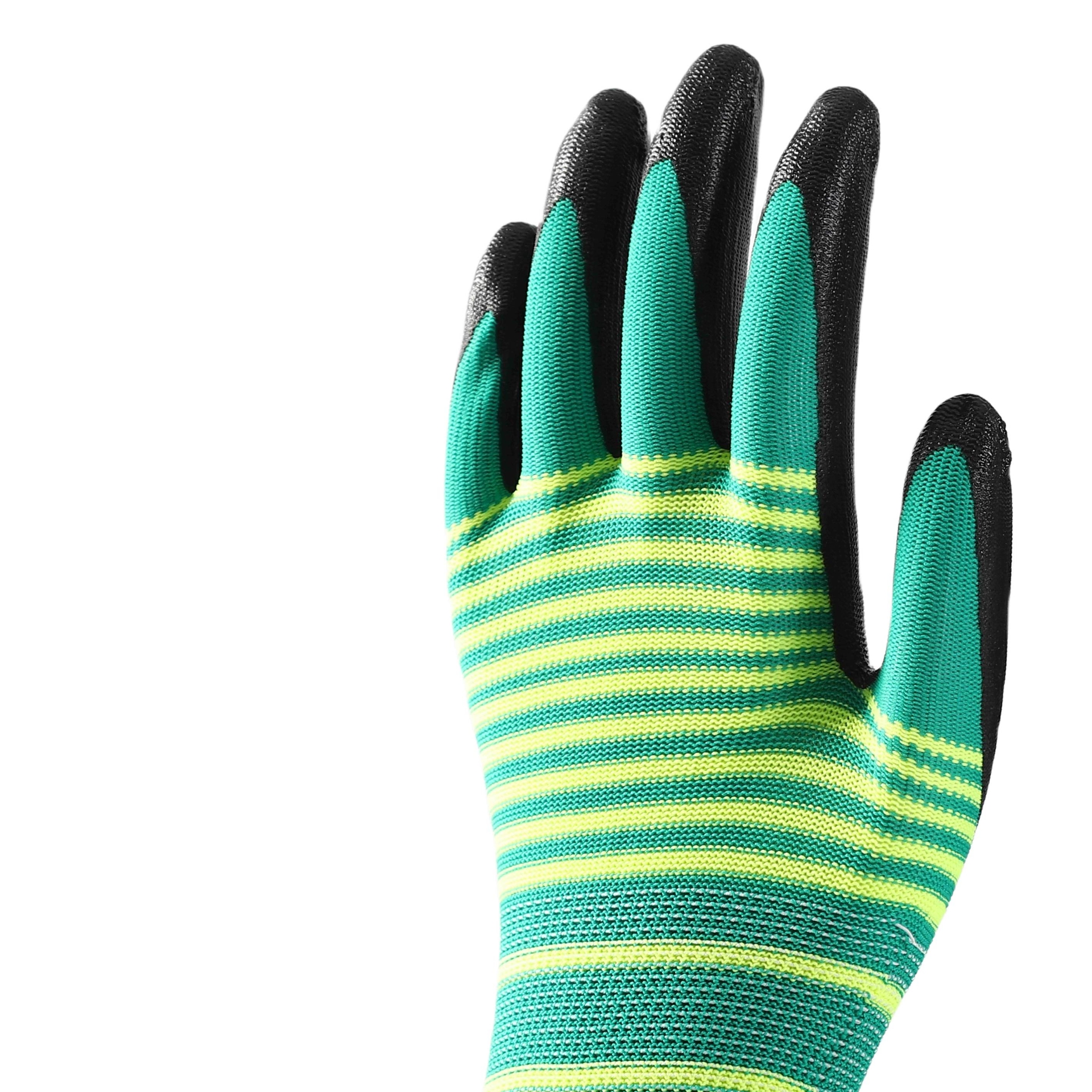 Pattern polyester with black nitrile coating gloves