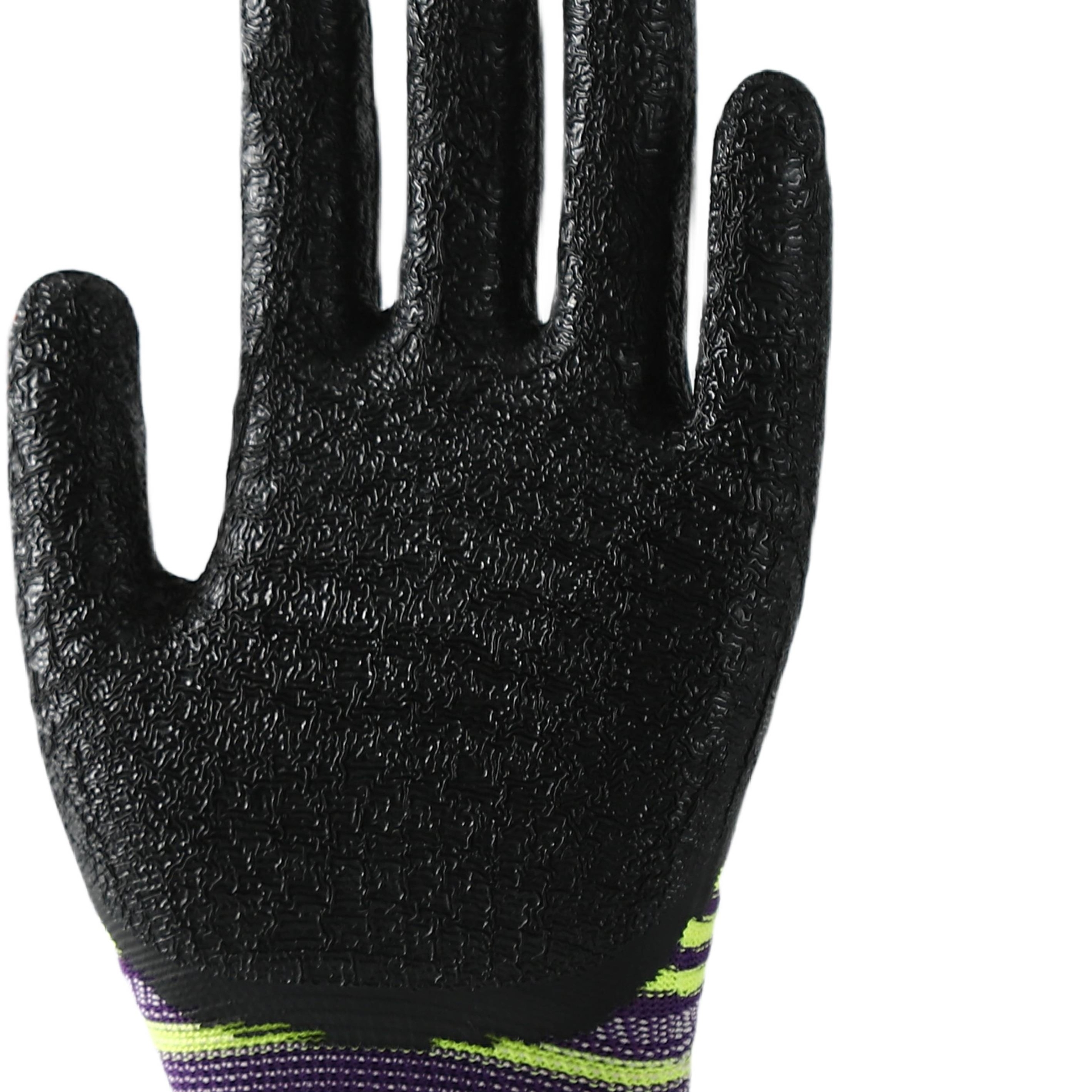 Pattern polyester with black crinkle latex coated gloves