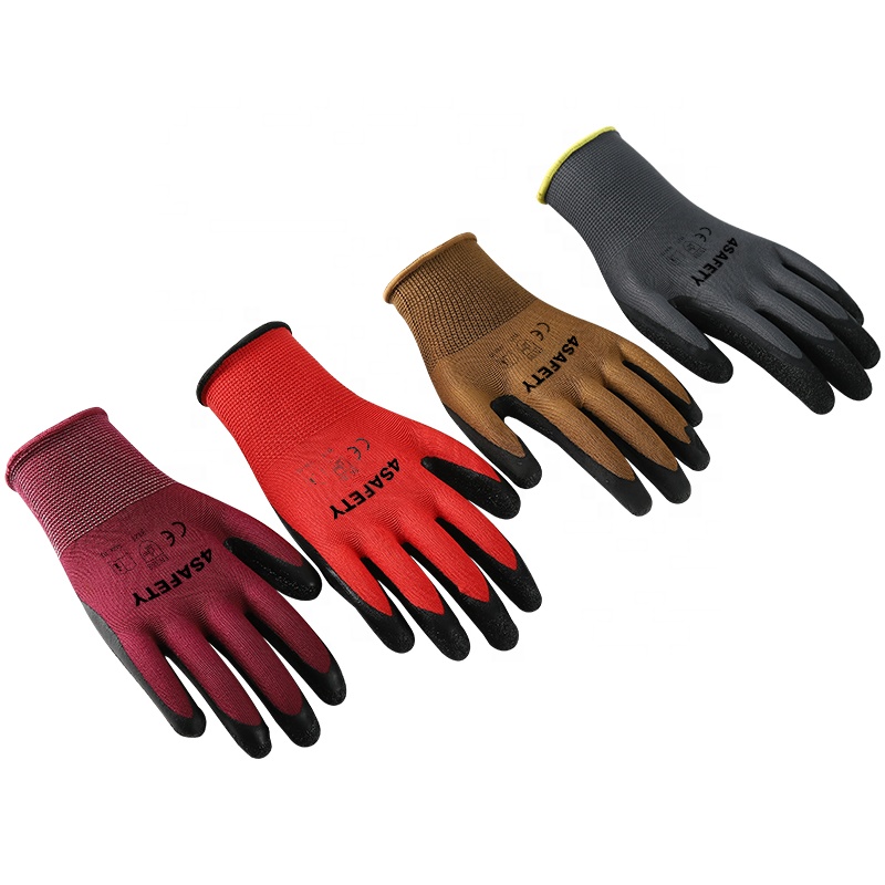 Popular Polyester Liner Nitrile Palm Coated Work Gloves For Sale