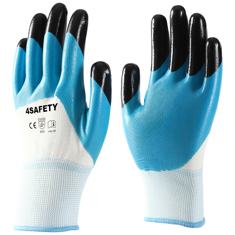 Higi Quality 13 Gauge Nitrile Palm Coated Anti-Slip Safety Work Gloves For Sale